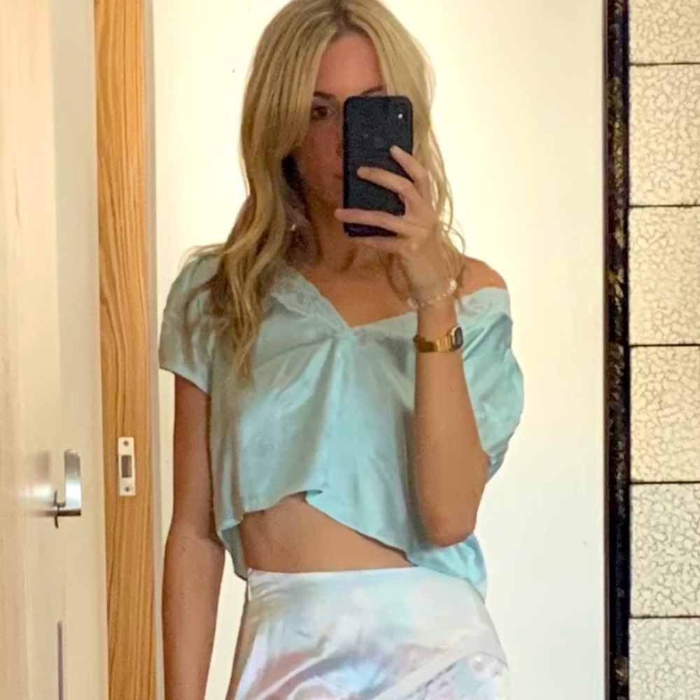 LSF cropped woven top